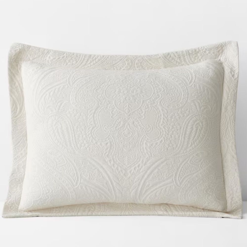 The Company Store King Matelasse Shams NWT Ivory Hillcrest 100% Cotton